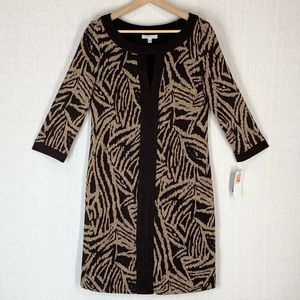 Sandra Darren~NWT~Women's Retro Geometric‎ Print Knit Sweater Midi Dress~Sz 10